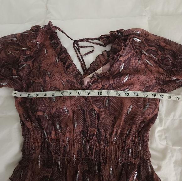 Rebecca Taylor Silk Dress Snake Print Smocked Size Small - Picture 8 of 11